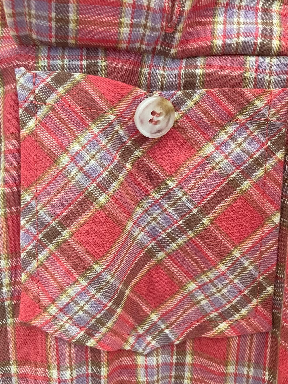 Women’s Pink Plaid Button-Front Shacket Midi Duster - Picture 7 of 7